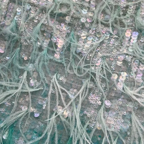 COPY - ANASTASIA SEQUIN FEATHER DRESS - turquoise powder XS - Picture 7 of 9